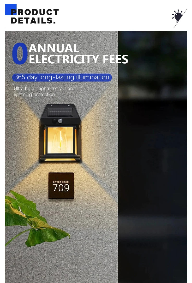 4 PCS Set LED Solar Tungsten  Light Outdoor IP65 Waterproof Lamp Motion Sensor Wall Lamp Garden Porch Path Courtyard Decoration Lighting