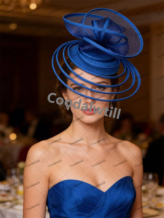 18 Colors Luxury Evening Wedding Tea Cocktail Party Mesh Fascinator Wedding Hat Women Blue Pillbox Cap For Royal Ascot Party Tea Headpiece Bride Wedding Headwear Ladies Apparel Accessories