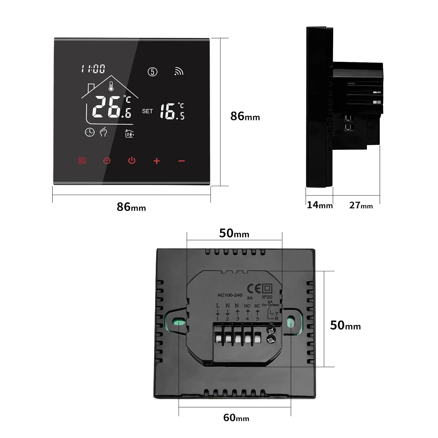 HEAT M4A Warm Floor Thermostat TUYA WI-FI 3A 16A Electric/Gas Boiler/Water Heating Temperature Controller For Home Office Use