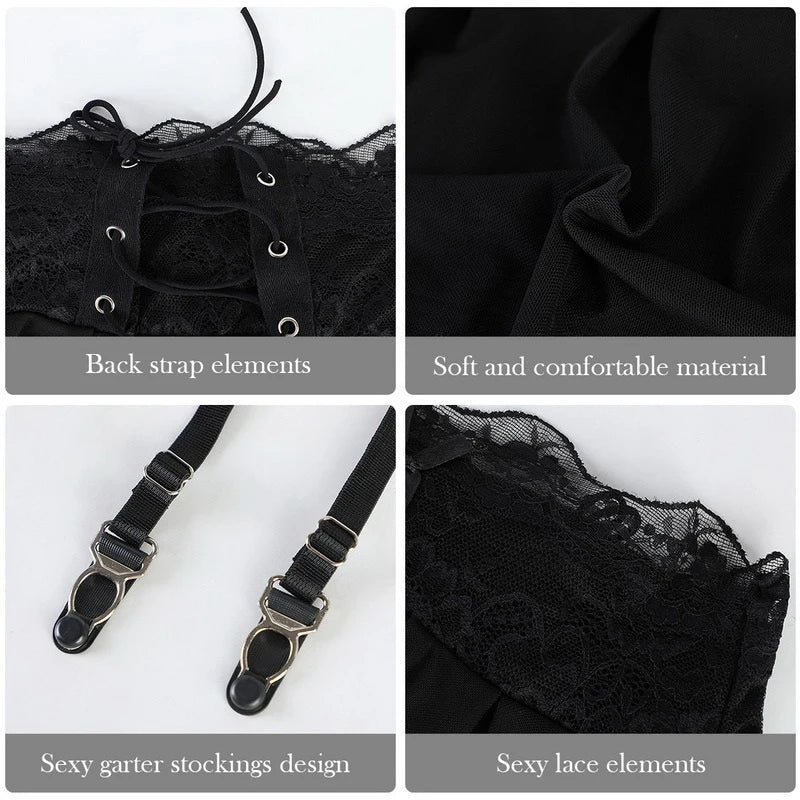 NEW Arrivals S-2XL Plus Size High Waist Garter Belt Panties Babydolls Erotic Lingerie Women Mesh Skirt Sexy Tanga Suspenders Baby Doll Dress