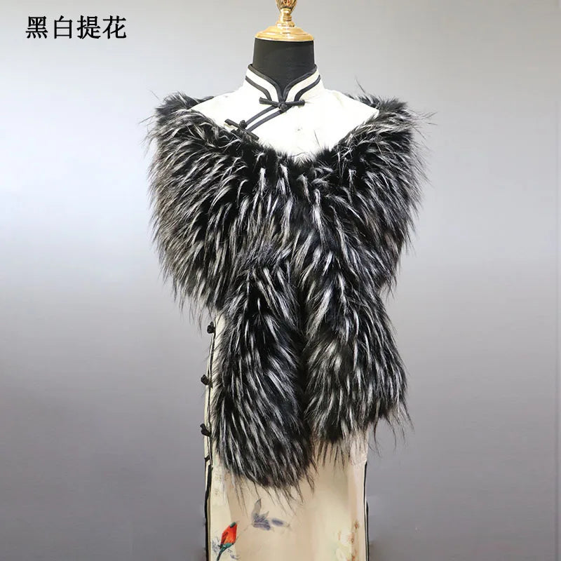 NEW Arrivals 32 Colors 160*22cm Women Luxury Warm Faux Fox Fur Shawl Winter Ladies Plush Scarf Wraps Cloak Coat Wedding Long Cape Scarves Girls Ladies Luxury Fashion Clothing Products