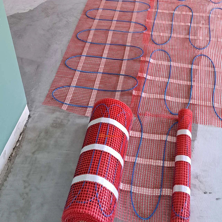 NEW Arrivals 230V 150W/M2 Electric Radiant Underfloor Dual Core Heating Fiberglass Mesh Mat Kit System For Tiles Ceramic Porcelain Stone Heating Home Winter Supplies