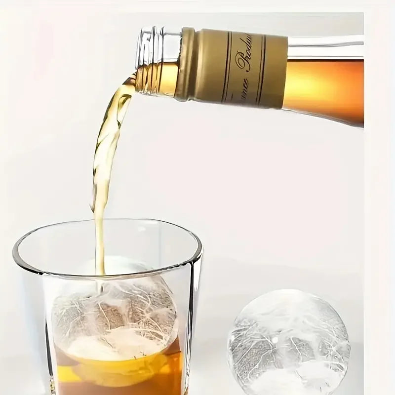 3 PCS Set Whiskey French Cognac Liquor Silicone Round Ice Hockey Mold Maker Large Spherical Ice Cube Grinder Suitable for Bar Home Kitchen Hotels Supplies Drinkware Pubs Barware Tools Set