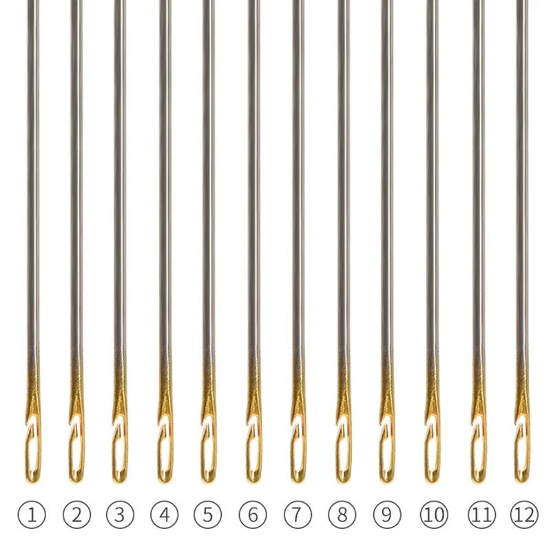 30 PCS Set + Case  Blind Sewing Needle Elderly Stainless Steel Quick Automatic Self-Threading Needle Stitching Pins DIY Punch Needle Threader Sewing Accessories