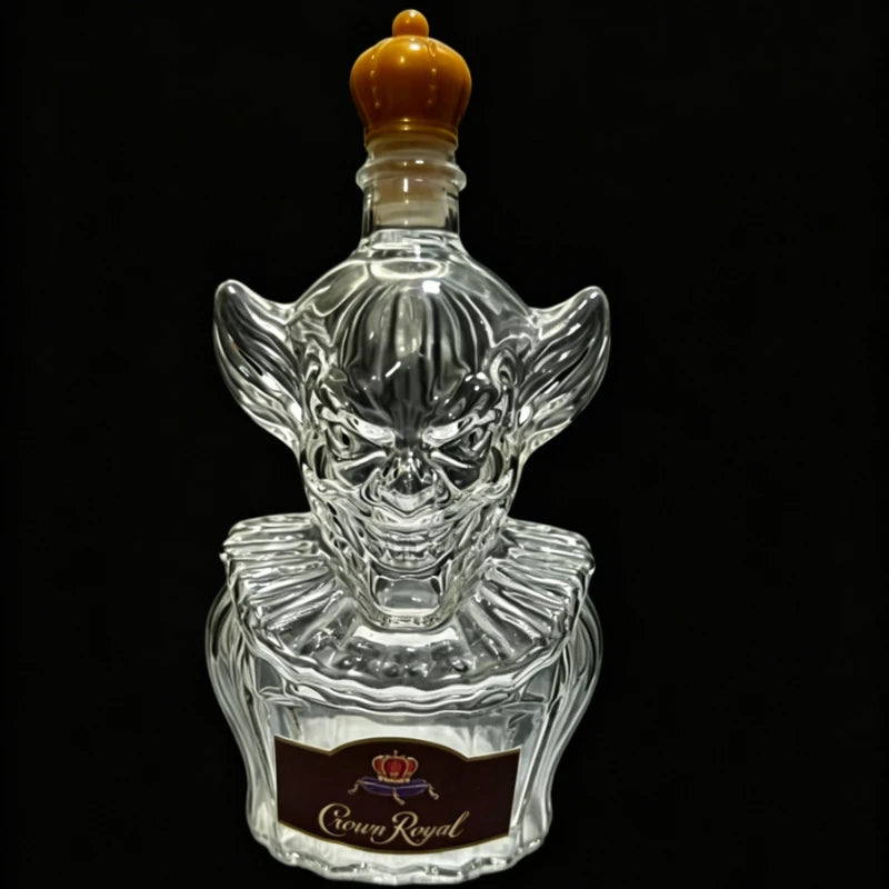 Horror Clown Style Crystal Glass Decanter Crown Royal Baphomet Style Whiskey Wine Bottle, Halloween Decoration Gift First Choice Witchcraft Barware Accessories