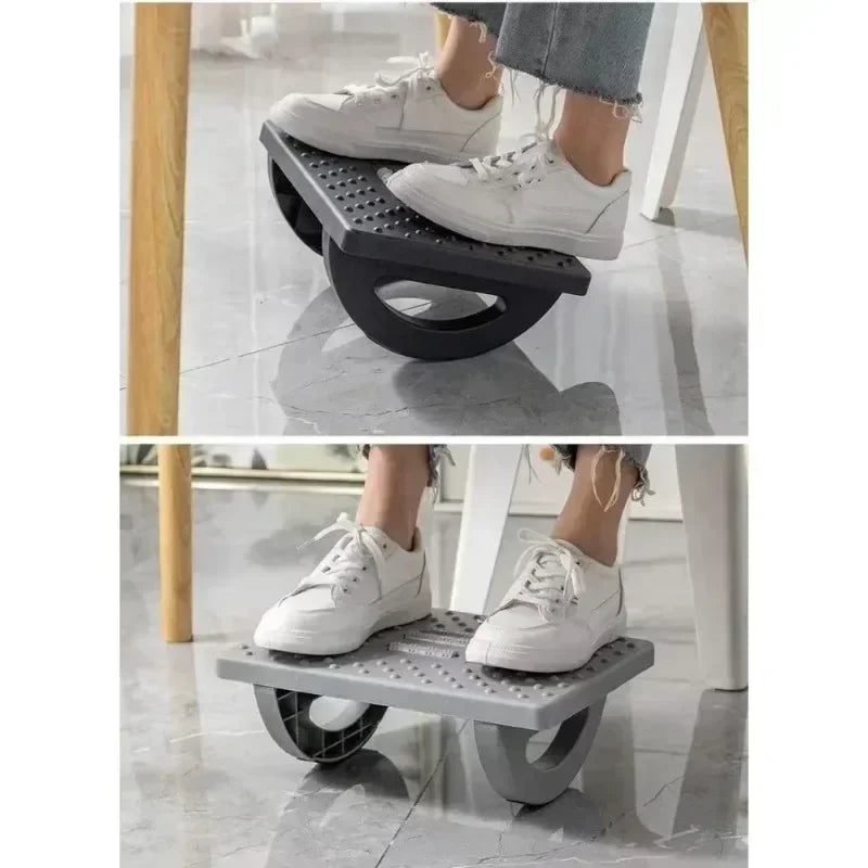 Black/White Color Home Office Work Computer Gaming  Footrest Under Desk Foot Stool Anti-Crossed Legs Semi-Circular Rocking Chair Anti-Slip Massage Roller Footrest Foot Stool