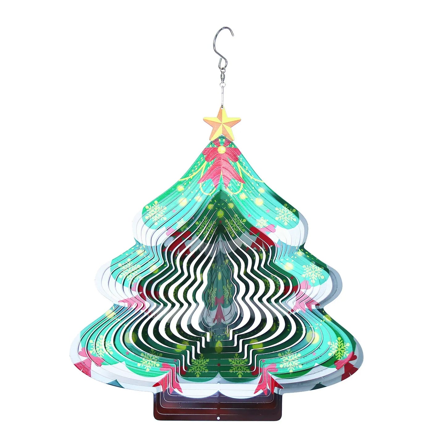 NEW 3D-30cm x 27cm Christmas Tree Shaped Wind Spinner 3D Stainless Steel Metal Wind Chimes Indoor Home Outdoor Garden Courtyard Street Lawn Trees  Christmas Decoration Supplies Garden Decoration Products