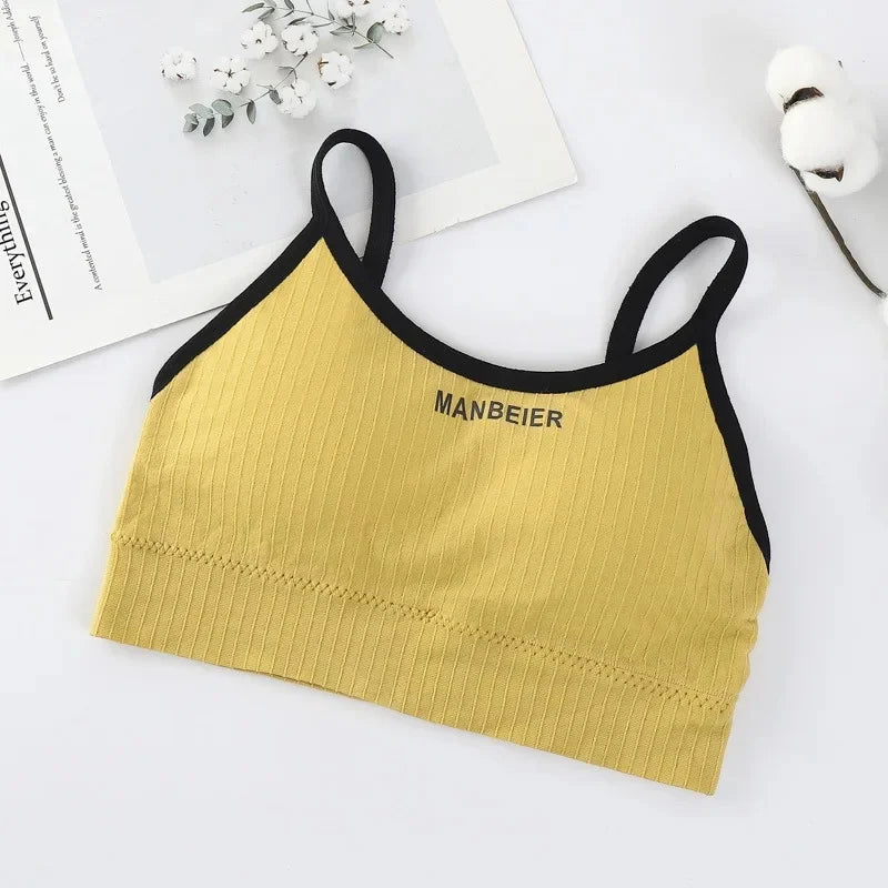 NEW Arrivals 12 Colors Girls Strapless Bra with Chest Pad Women's Outdoor Running Wear No Steel Ring Yoga Sports Wrap Chest Anti-Light Vest Beautiful Back Underwear