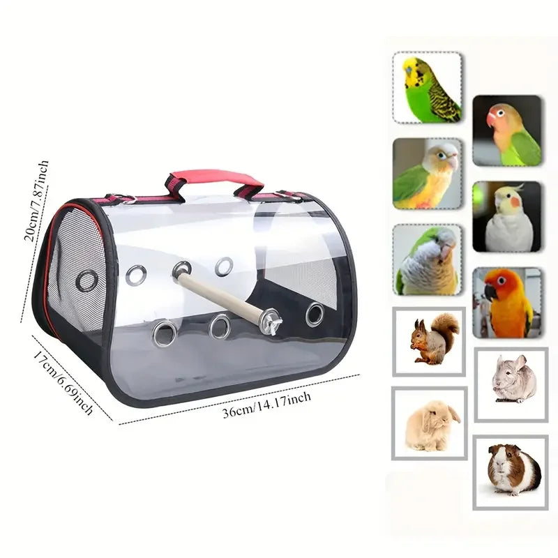 Lightweight Bird Carrier Parrot Travel Bag With Perch For Parakeet Cockatiel Travel Rats Bunny Small Animal Portable Pet Backpac