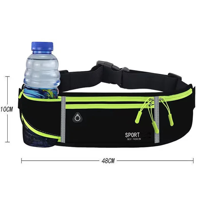 10 Colors Outdoor Running Waist Bag for Mobile Phone Light and Thin Fitness Cycling Water Bottle Waist Bag with Three Waterproof Pockets