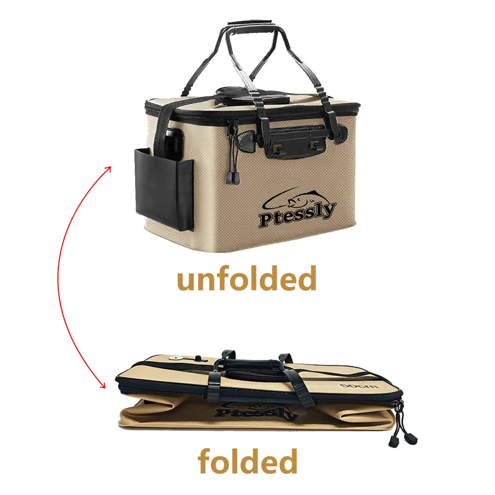 Small(30-11L) Large (40-28L) Durable EVA Portable Fishing Gear Bag - Quick-Collapse Live Fish Bucket & Tackle Storage - Perfect Camping Water Sea Container River Lakes Fishing Accessories