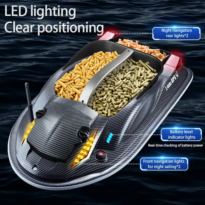 817 GPS BAIT BOAT Voice Announcements 500m 20000mAh Sonar Load 3KG Automatic Cruise Return Dual Motor Fish Finder Independent Control of Silo Ocean Lake River Professional Fishing Supplies