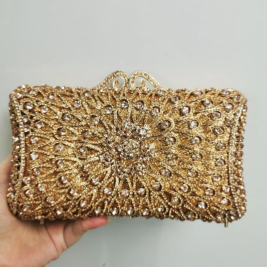 NEW Luxury 16 Styles Women Dark Gold Stones Clutch Bags Lady Evening Bag Bridal Rhinestone Handbags Wedding Dinner Business Dinner Purse Girls Ladies Luxury Fashion Apparel Accessories Clothing Supplies