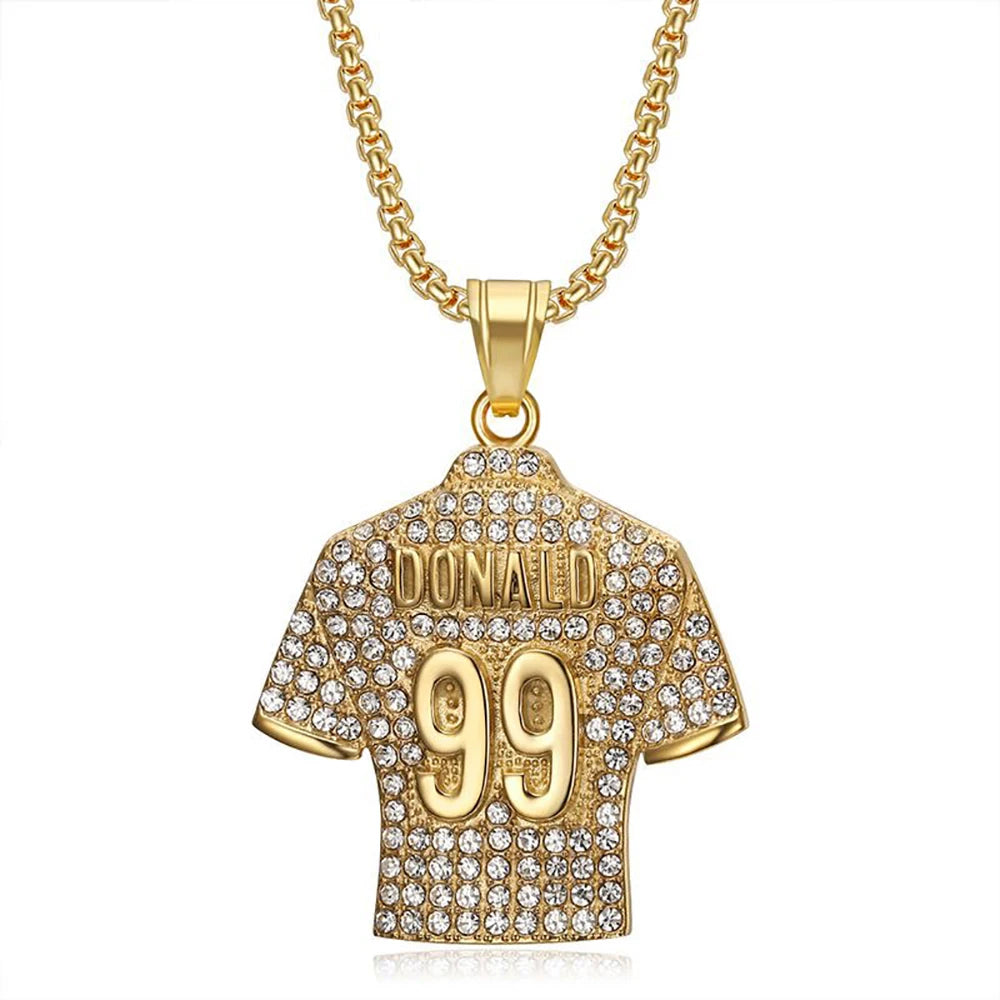 Fashion Football Jersey Messi Cristiano Ronaldo Neymar Mbappé Harland Rhinestone Necklaces + 60cm Gold Chain Men Stainless Steel Soccer Fans Hip Hop Jewelry Accessories