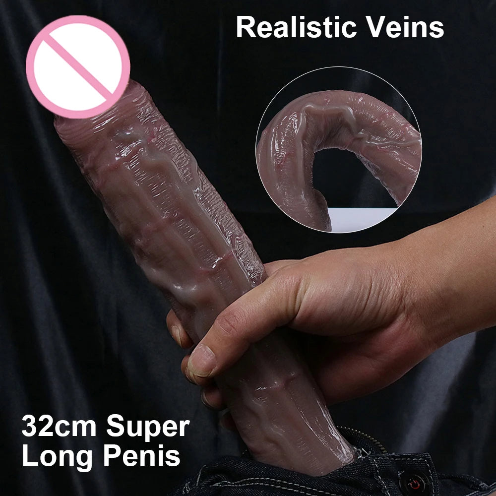 32cm New Super Long Realistic Dildo Soft Big Huge Penis Clear Texture Adults Strap On Sex Machine Anal Sex Toys Sex Shop For Woman