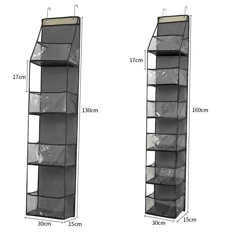 NEW Arrivals 2 PCS Set 4+6 Layers Storage Hanging Bag Door Mounted Storage Bag Wall Mounted Dormitory Non-Woven Fabric Visible Transparent Multi-Layer Storage Set