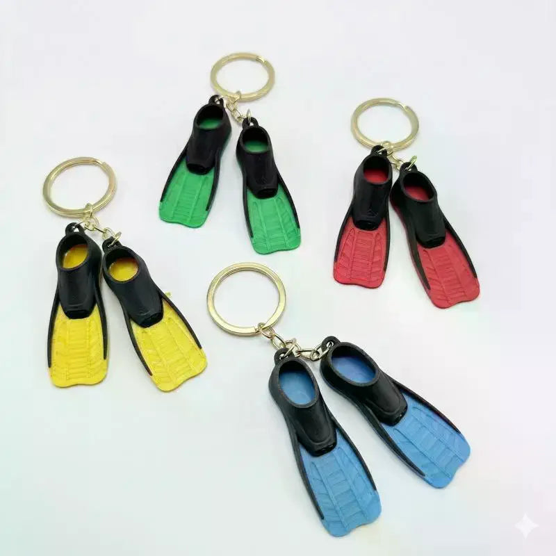 Realistic Diving Flipper Keychain Soft Silicone Key Ring Lightweight Decor Accessory for Diving Lovers Bag Car Key Water Sports Gifts