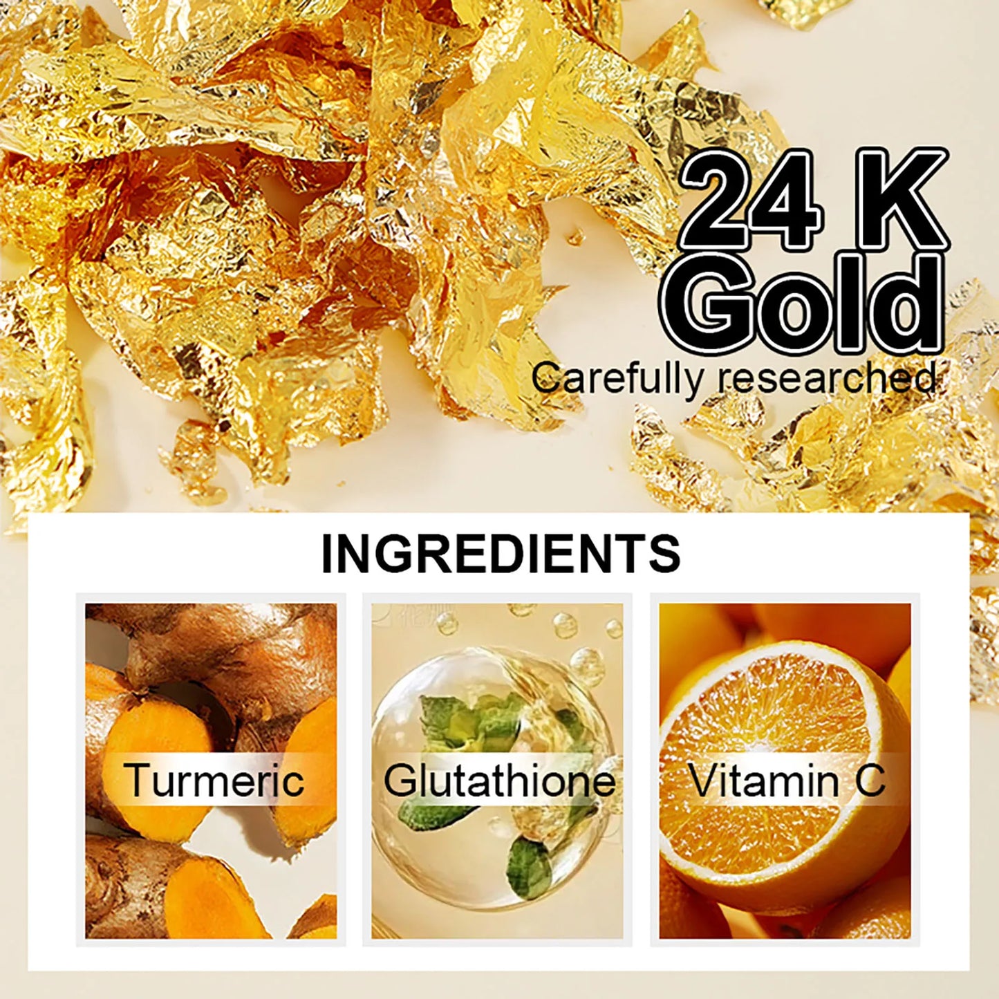 NEW Arrivals Korean 24K Gold Set Turmeric +Vitamin C+ Glutathione Flawlessly Skin Care Kit, Whitening, Reduce Dark Spots, Pigmentation, Wrinkles, Moisturize, For All Skin Types