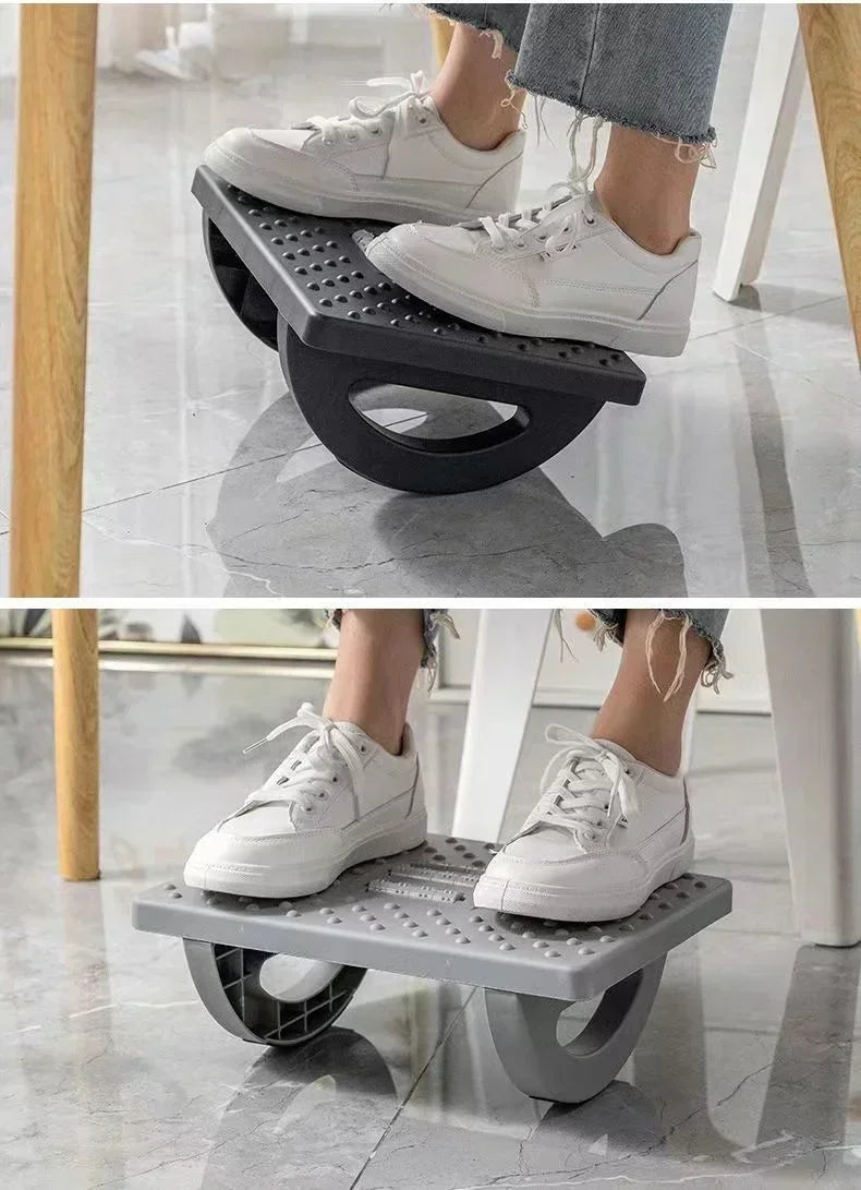 Black/White Color Home Office Work Computer Gaming  Footrest Under Desk Foot Stool Anti-Crossed Legs Semi-Circular Rocking Chair Anti-Slip Massage Roller Footrest Foot Stool