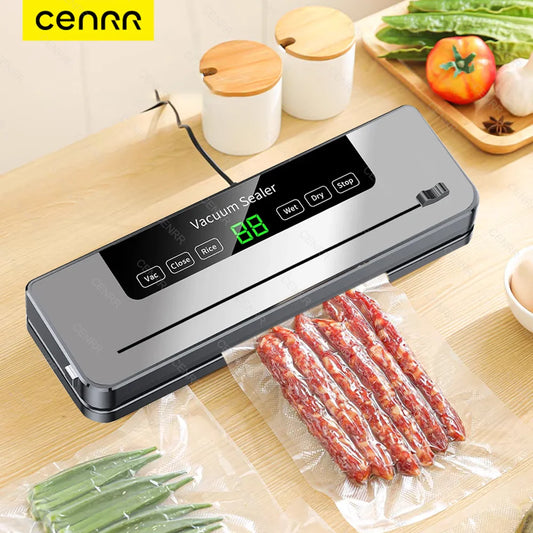 NEW Arrivals Electronic Vacuum Sealer Machine Food + 100PCS Bags Set Wet Dry with Kitchen Storage Sealing Machine Built-In Cutter Food Vacuum Packaging Machine