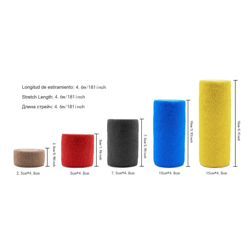 12/24 PCS Set White Sport Self Adhesive Elastic Bandage Wrap Tape Elastoplast For Knee Support Pads Finger Ankle Palm 2.5CM-15CM Workouts Running Cycling Gym Sports Accessories
