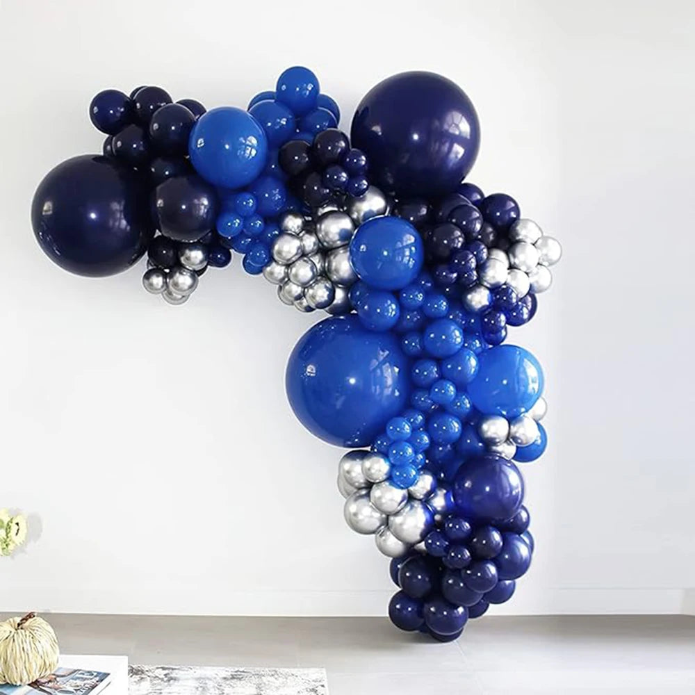 Blue Balloon Kit Royal Blue Silver Latex Balloons Garland Arch Birthday Party Wedding Graduation Baby Shower Decoration Globos