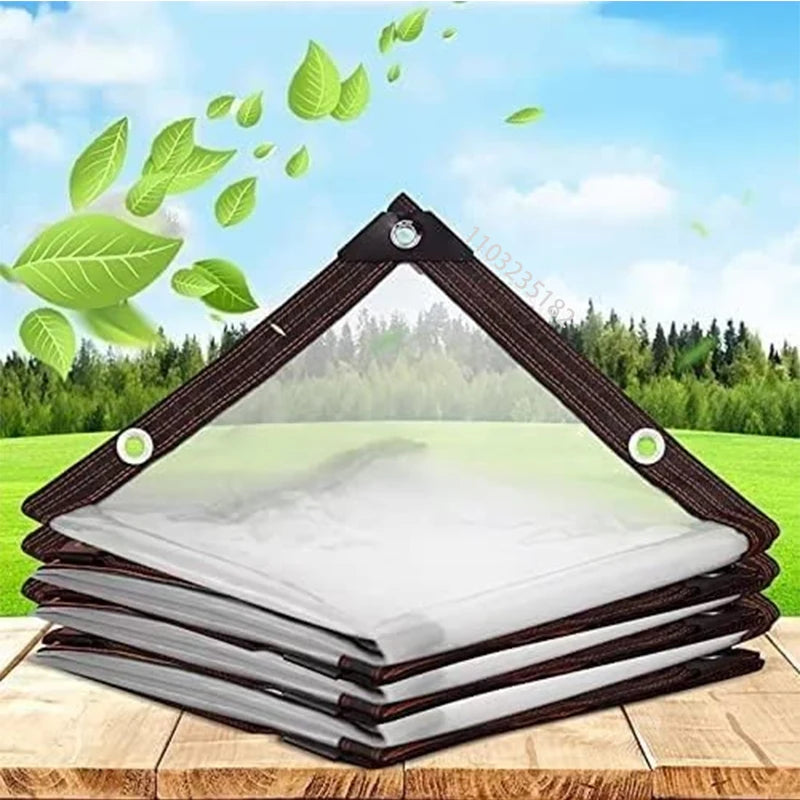 NEW Arrivals Thicken Transparent Waterproof 5-8 People Tarpaulin Garden Rainproof Sun Shelter Clear Poly Tarp Plant Cover Insulation Shed Cloth with Grommets Home Outdoor Garden Supplies