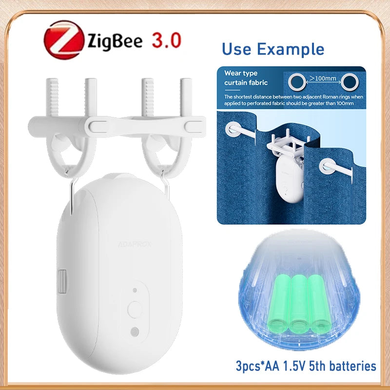 Robot Curtain Motor with Hooks Bluetooth/Zigbee APP Control Smart Device Drapes Curtain Pusher Robot TUYA Rail Curtain Robot Support Voice Control Home Smart Life Devices
