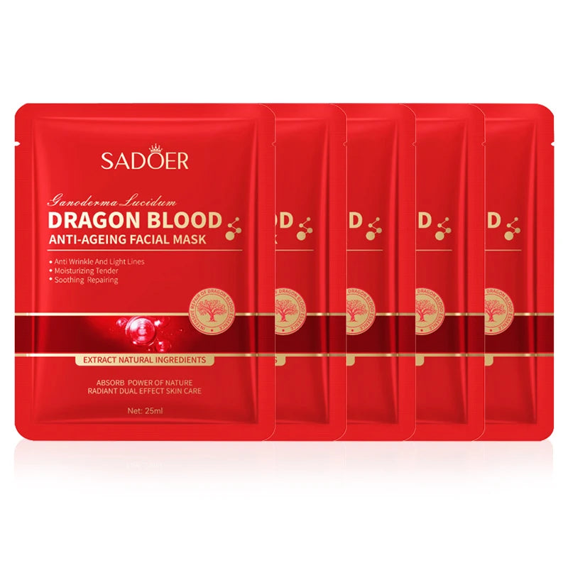 5 PCS Set Dragon Blood Facial Masks for Face Moisturizing Anti-Aging Hydrating Face Mask Facial Skin Care Products