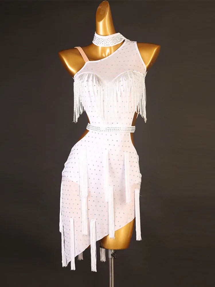 Low-Price Sales are Limited NEW S-2XL 4 Colors Latin Dance Competition Costume Salsa Tango Samba Dance Dresses Sexy Tassel Party Costume Fringe Dress Practice Clothing Ballroom Competition Dancing Dresses