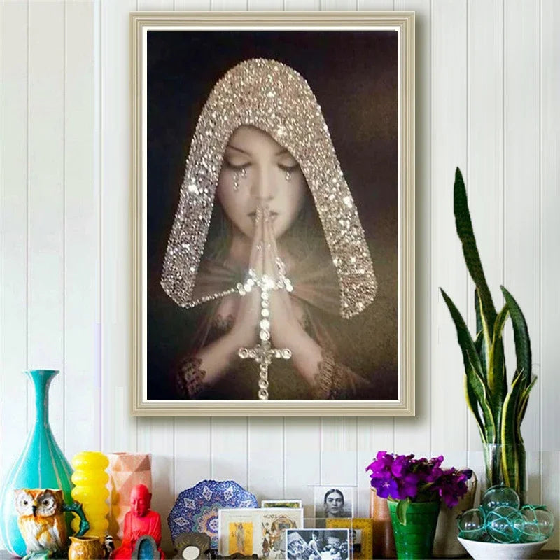 Holly Mary 5D Diamond Paintings Religious Beauties Full Diamond Art Embroidery Living Room Office Home Decor Diy Diamond Cross Stitch Kits