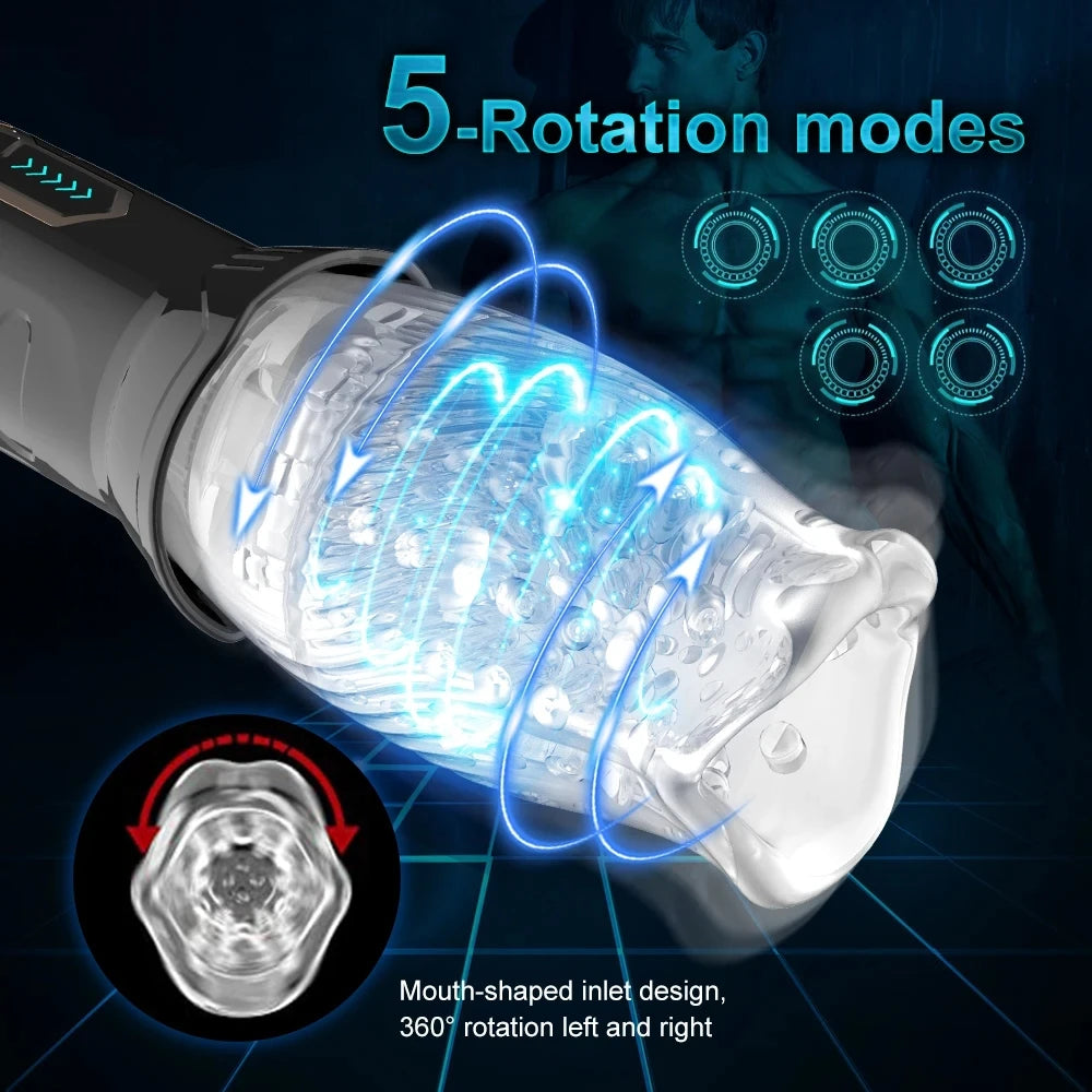 Automatic Male Masturbator Cup Rotation Silicone Vagina Vibrator Masturbation Erotic Sex Toy for Men Mastubator Blowjobs Machine