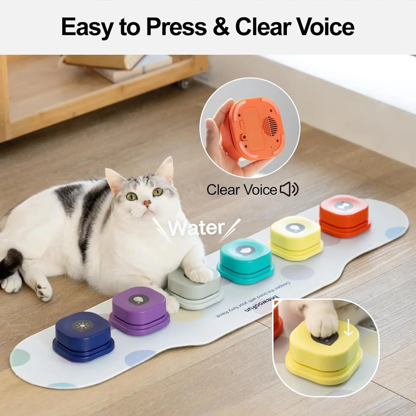 Voice Recording Button Set  Pet Toys Dog Buttons for Communication Pet Training Buzzer Recordable Talking Button with Mat