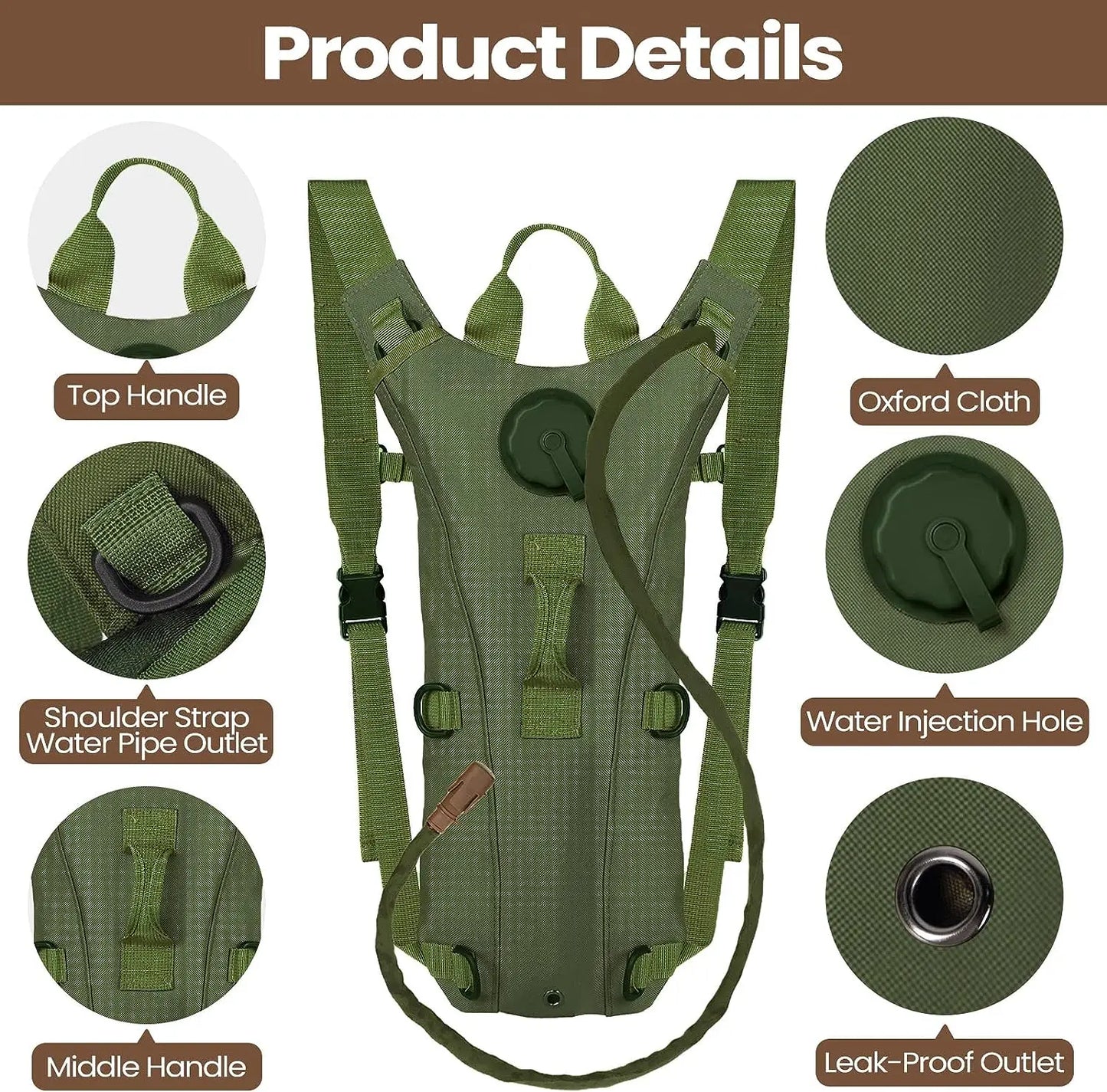 Tactical Hydration Pack Backpack Military Water-proof Nylon Water Bag with 3 Liter Bladder for Hiking Cycling Climbing