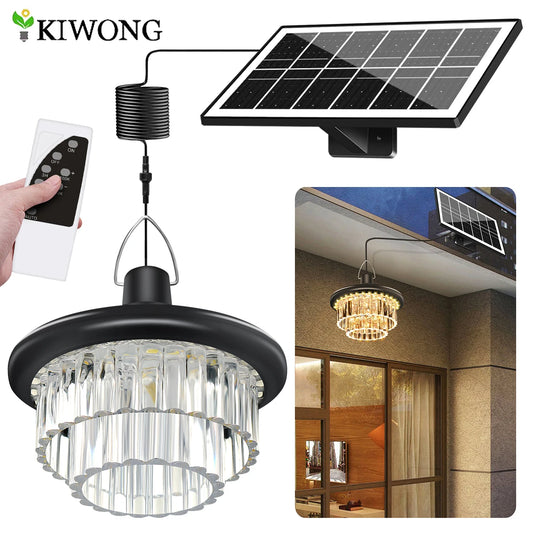 Waterproof Crystal Solar Pendent Light LED Solar Light Outdoor with Adjustable Color Changing Solar Garden Lamp for Gazebo