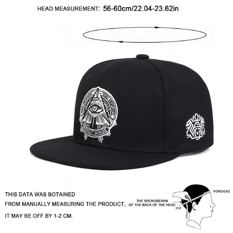 New Illuminati Eye of God Flat Edge Hat Mesh Hat Fashion Men's Street HipHop Hat Women's Outdoor Decoration Sunscreen Hat Baseball Hat Caps