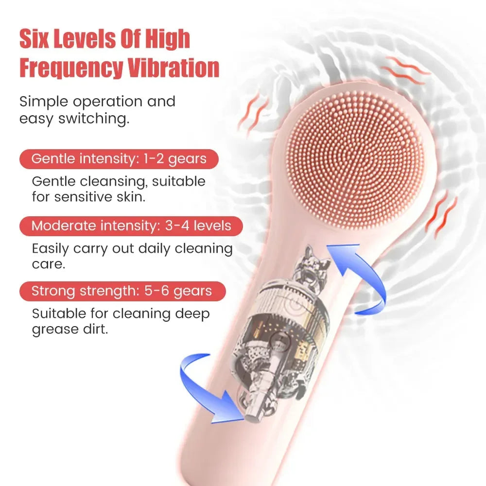 Sonic Waterproof Facial Cleansing Machine for Men Women Rechargeable Exfoliating Electric Face Scrubber Cleanser Device Massager Beauty Salon Spa Accessories Products Skin Care Supplies