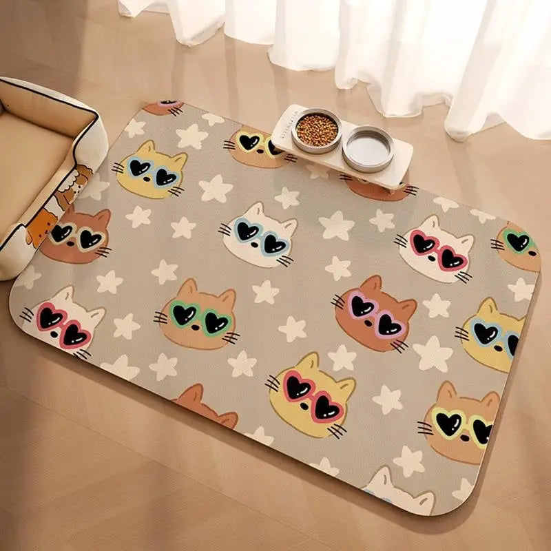 Pet Supplies Mat Domestic Cat Dog Feeding Mat Pet Placemat For Food Water Bowl With Waterproof Quick-Drying Floor Mat Pet Supplies