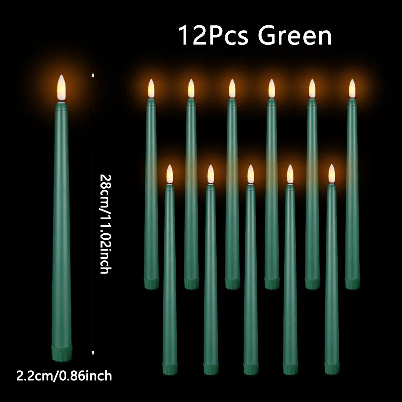 24 PCS Set with Remote Control LED Taper Candles Artificial Black Flameless Flickering Candle Christmas Lights Home Birthday Wedding Candles Battery