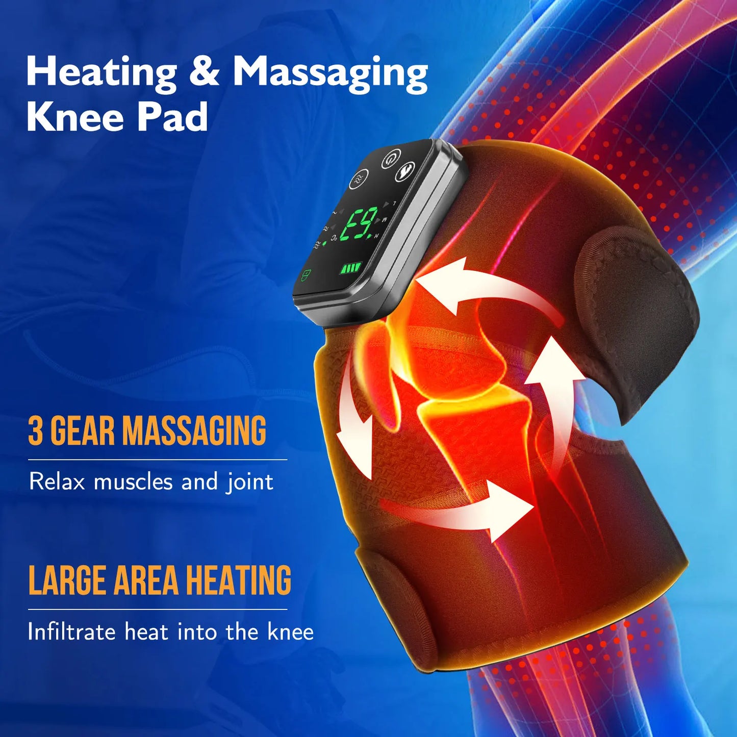 NEW 1-2 PCS Set 4000mAh Rechargeable Knee Massager 3 Gear Vibration Massage Adjustable Shoulder Brace Electric Heating Pads Leg Knee Warmer Health Care Supplies