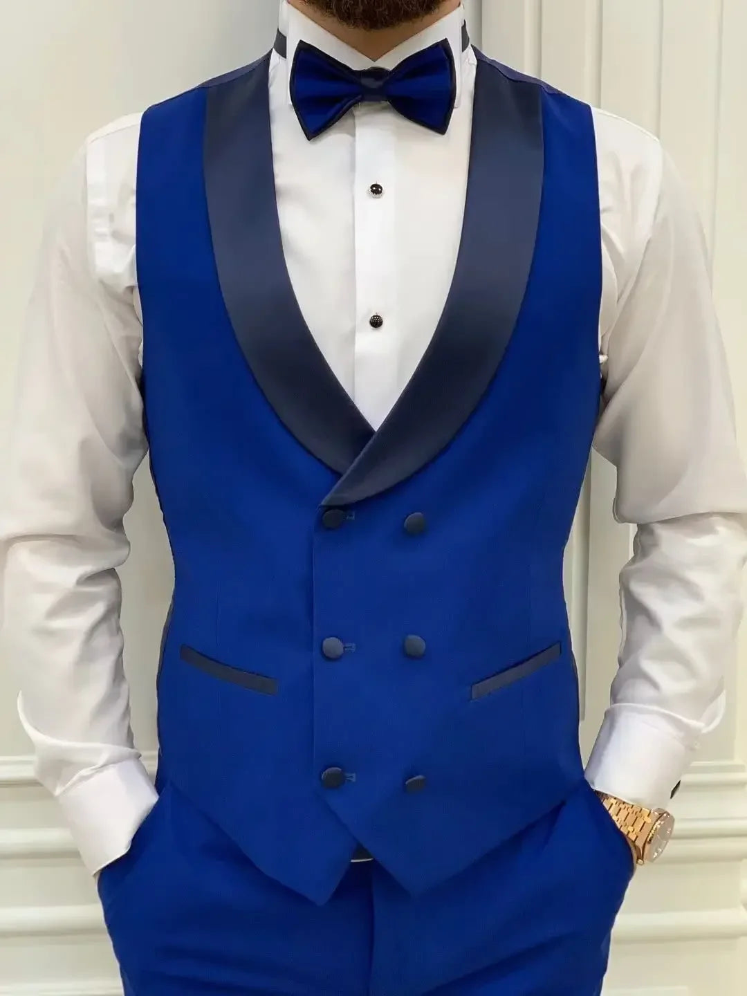 Low-Price Sales are Limited NEW Arrivals 3PCS Set  S-6XL 5 Colors Slim Fit Men Suits Double Breasted Vest Men Wedding Prom Costume Homme Business Suit Blazer +Vest +Pants Men Luxury Fashion Clothing Supplies
