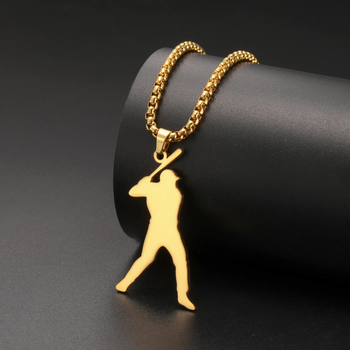 Baseball Gold Necklace Teen Boy Neck Chain Stainless Steel Pendant Necklace Fashion Sport Jewelry Men Sport Enthusiast Gifts