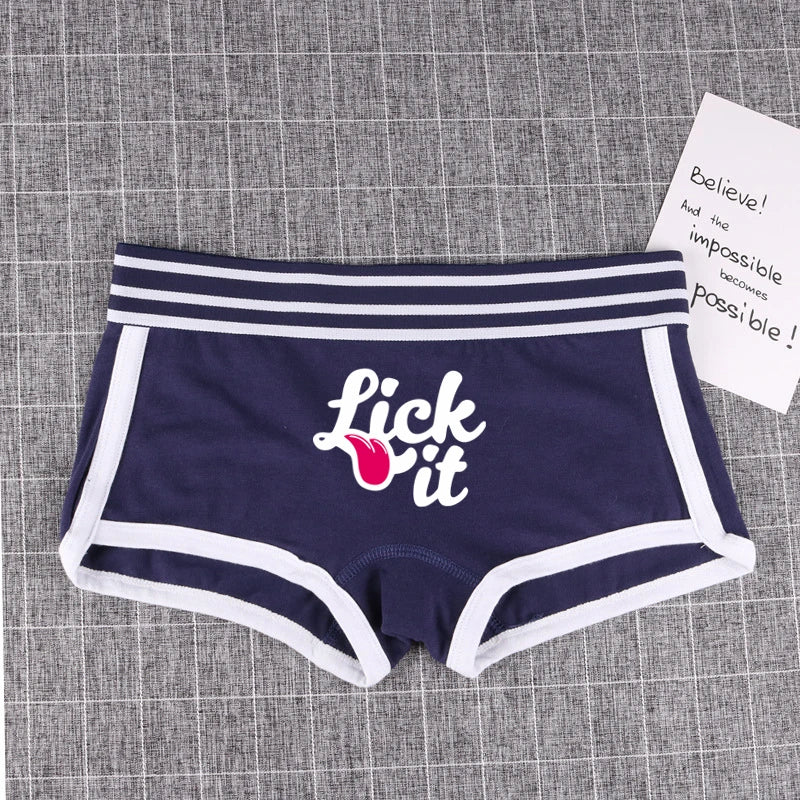 NEW Arrivals *Lick It* Tongue Cotton Underwear for Women New Girls Boxer Shorts Female Boyshorts Panties Breathable Women's Intimates Summer Beach Bar Girls Streetwear Shorts