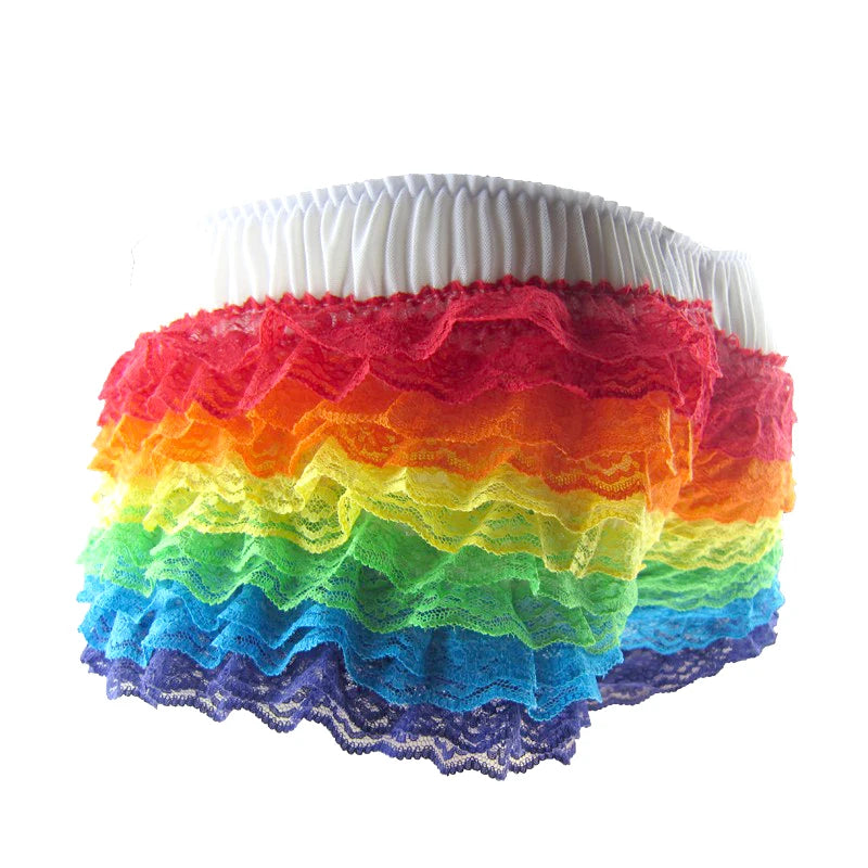 Sexy Lace Underwear Panties Hot Sale Lesbian/Gay/Women Rainbow Color Beauty Ruffles M-L