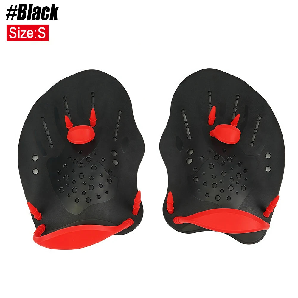 Adults and Kids S-L Size 1Pair Power Swim Silicone Hand Paddles for Lap Swimming - Adjustable Straps - Lap Swimming Gears - Hand Paddles Beach Water Pool Swimming Accessories Bathing Supplies
