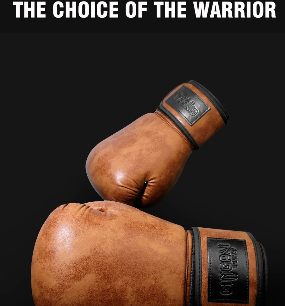 3 Retro Colors Adult Women/Men 8/10/12oz Boks Boxing Gloves Leather MMA Muay Thai Boxing Gloves Mitts Sanda Gym Training Practice  Equipment Sports Accessories