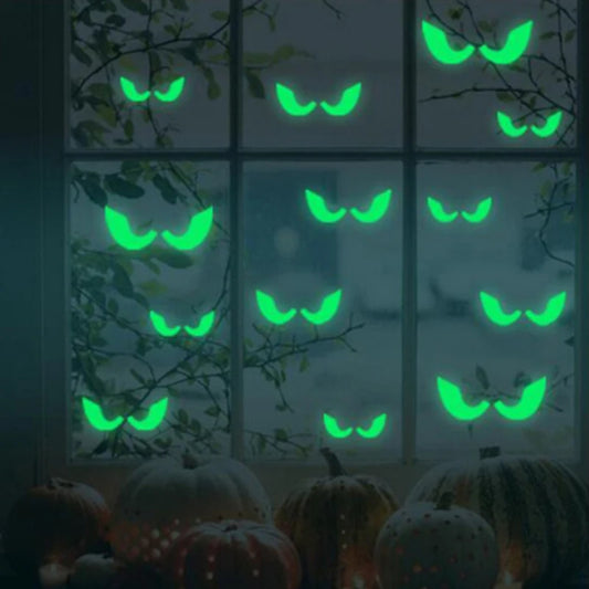 Halloween Eyes Bat Set Luminous Wall Decals Glowing in The Dark Eyes Window Sticker for Halloween Decoration for Home Party Supplies
