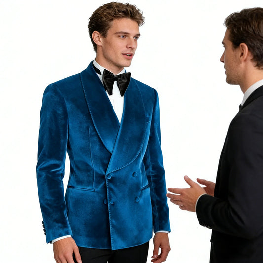 8 Colors S-7XL Plus Size Men's Luxury Velvet Blazer Double Breasted Shawl Lapel Tuxedo Slim Fit Suit Jacket for Wedding Party Prom Formal  Coat New Arrivals