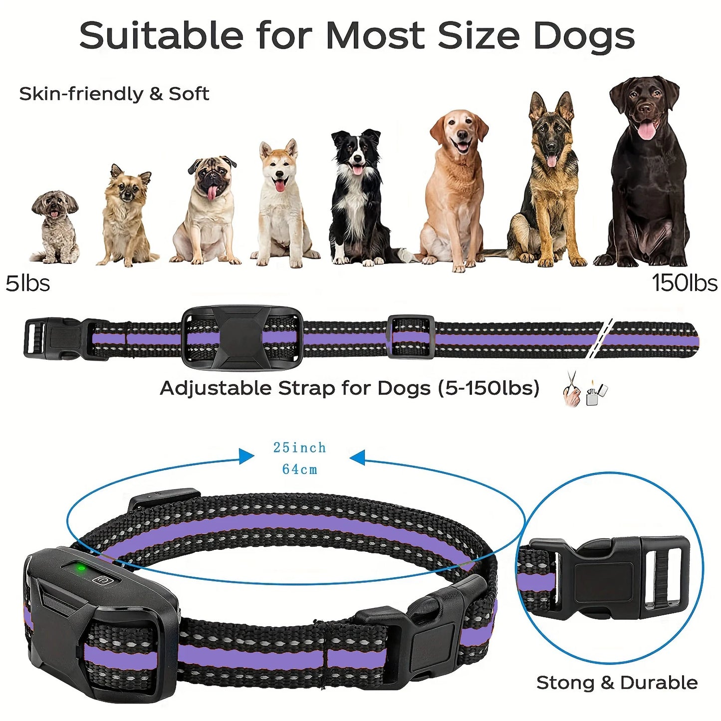 3300Ft Electric Dog Training Collar Remote Control Waterproof Pet BehaviorFor 5-120lbs Puppy With Shock Vibration Beep