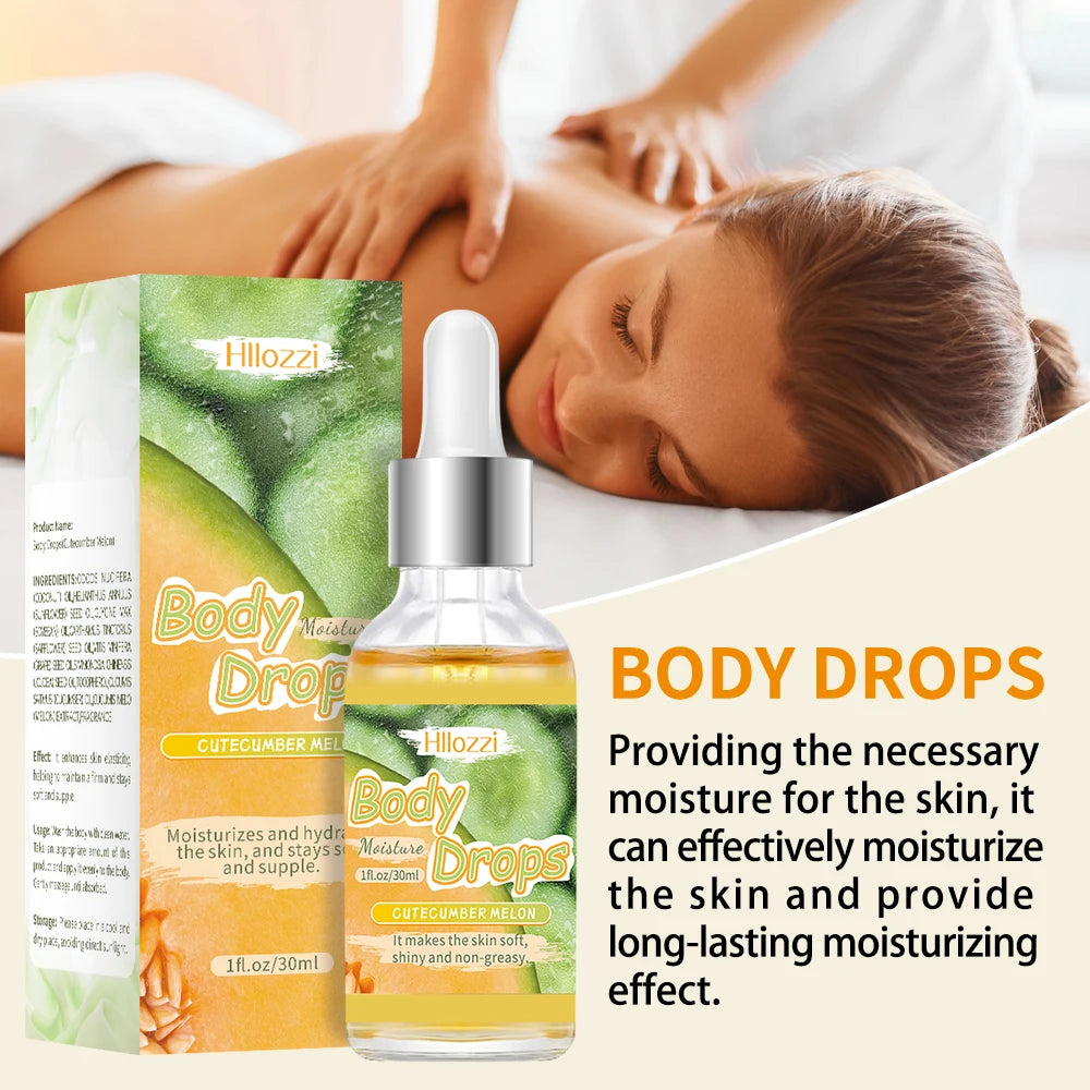 3 PCS Set Cucumber Melon Body Oil and Glaze Set Comes with a Free Rollerball Applicator for Moisturizing and Hydrating Dry Skin. Face Body Skin Care Sets Korean Products